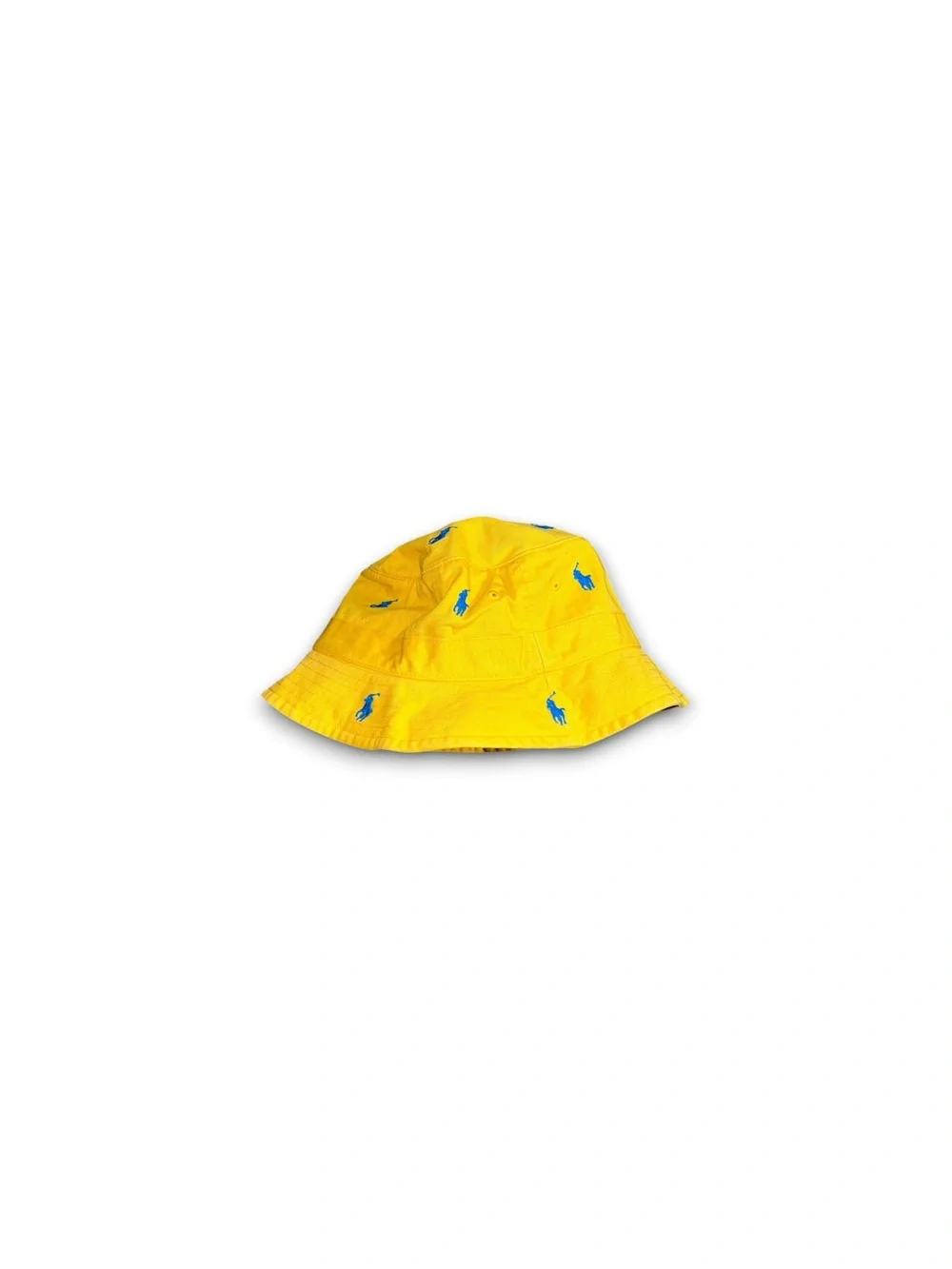 Polo Ralph Lauren Multi-Pony Safari Bucket Hat Cap Yellow Blue Ponies Mens L/XL